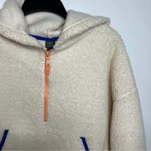 Wild Fable off white Sherpa hooded pullover quarter zip size large - Picture 5 of 7